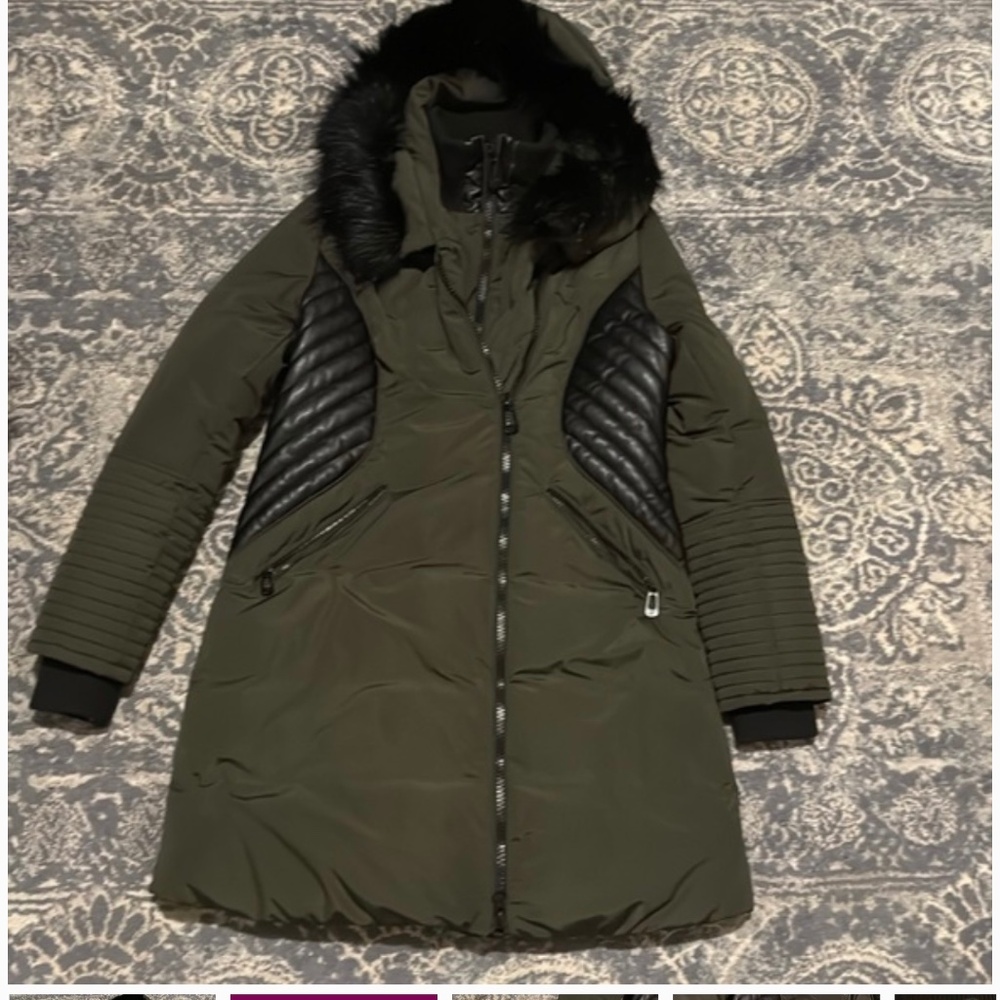 Noize Women's Vegan Faux Fur Trim Quilted Parka Coat Size Medium